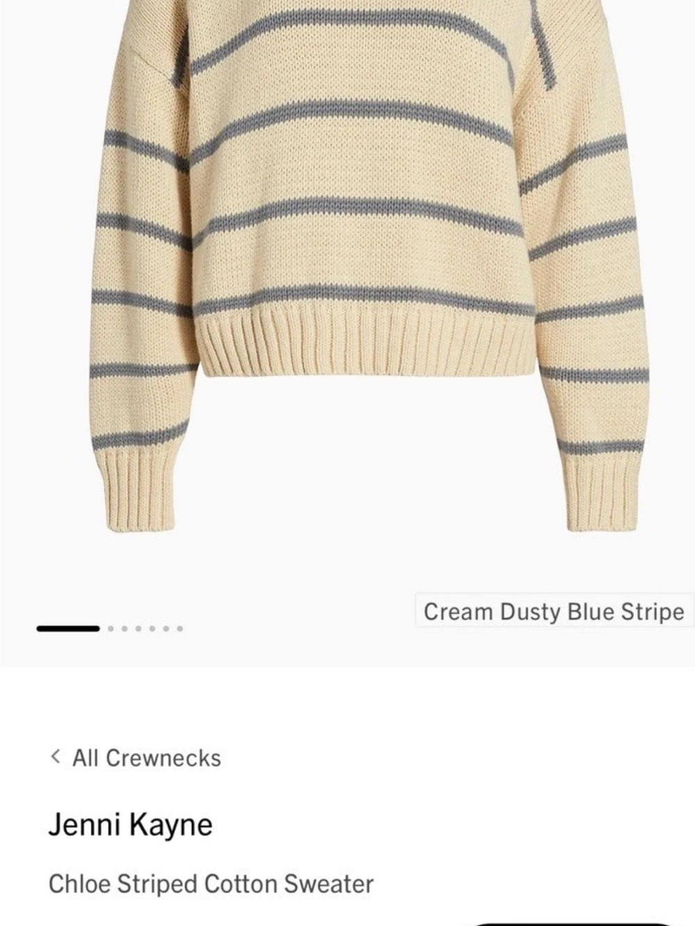 Jenni Kayne Cream and Dusty Blue Striped Crewneck Sweater